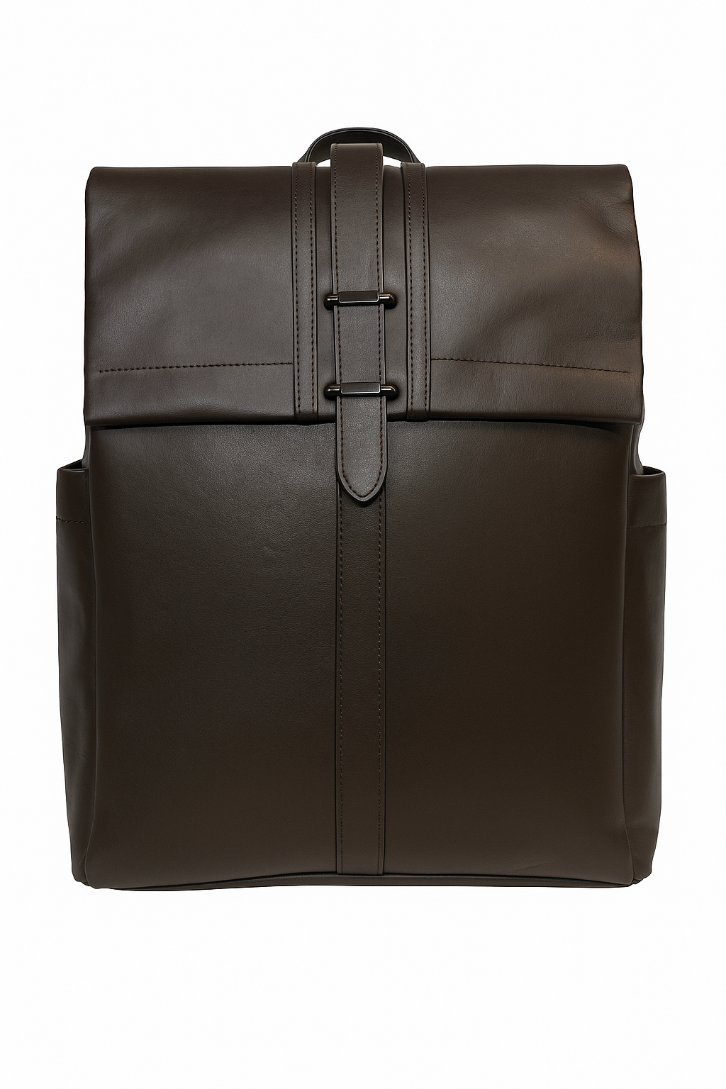 Genuine Leather Backpack Flap Top Design (Brown)