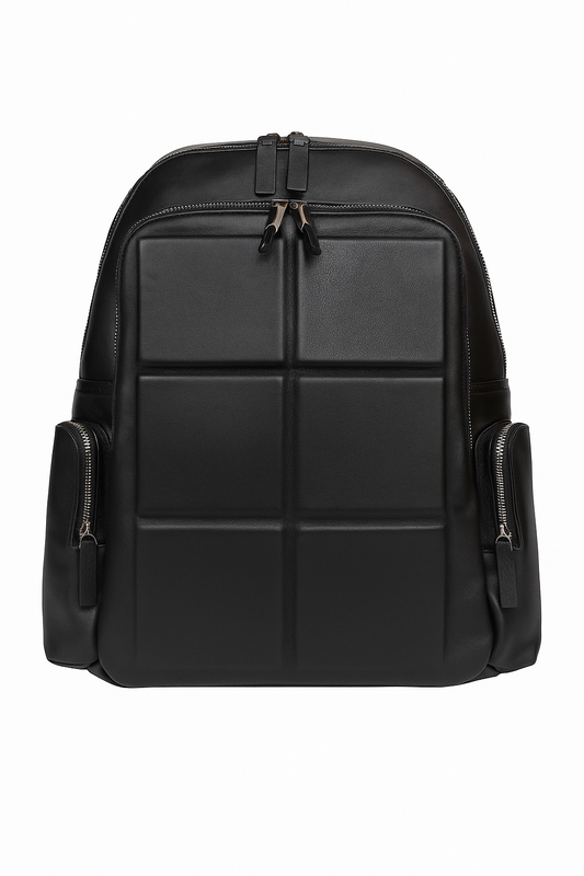 Genuine Leather Backpack Square Design (Black)